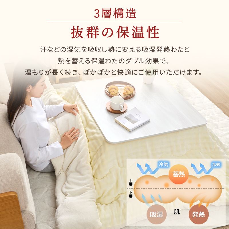 fuwawa こたつ布団 長方形 リバーシブル あったか ふわふわ 両面