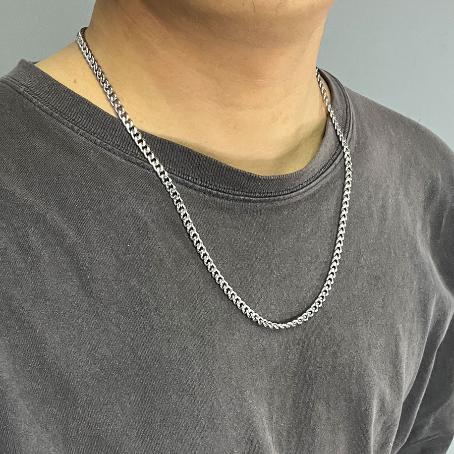 シルバー チェーンネックレス トグル式　925 ステンレス ネックレス メンズ シルバー トグルチェーン 喜平