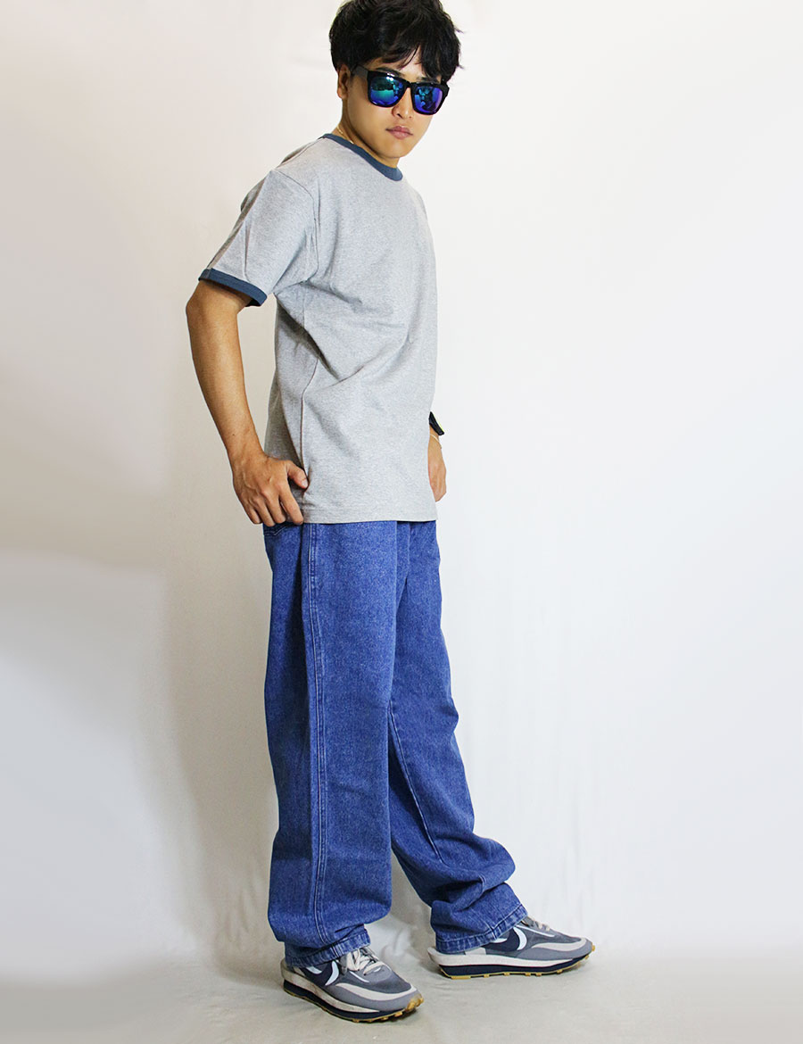 新品　nitraid Lサイズ ワークパンツ デニム　ストリート supreme ワイド デニムパンツ メンズ ビッグシルエット ワイドデニム