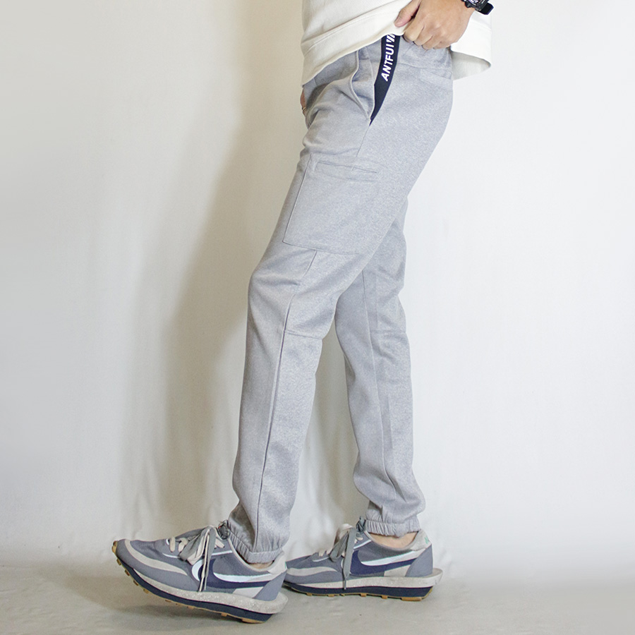 グレー ストレッチパンツ サイドポケット付き