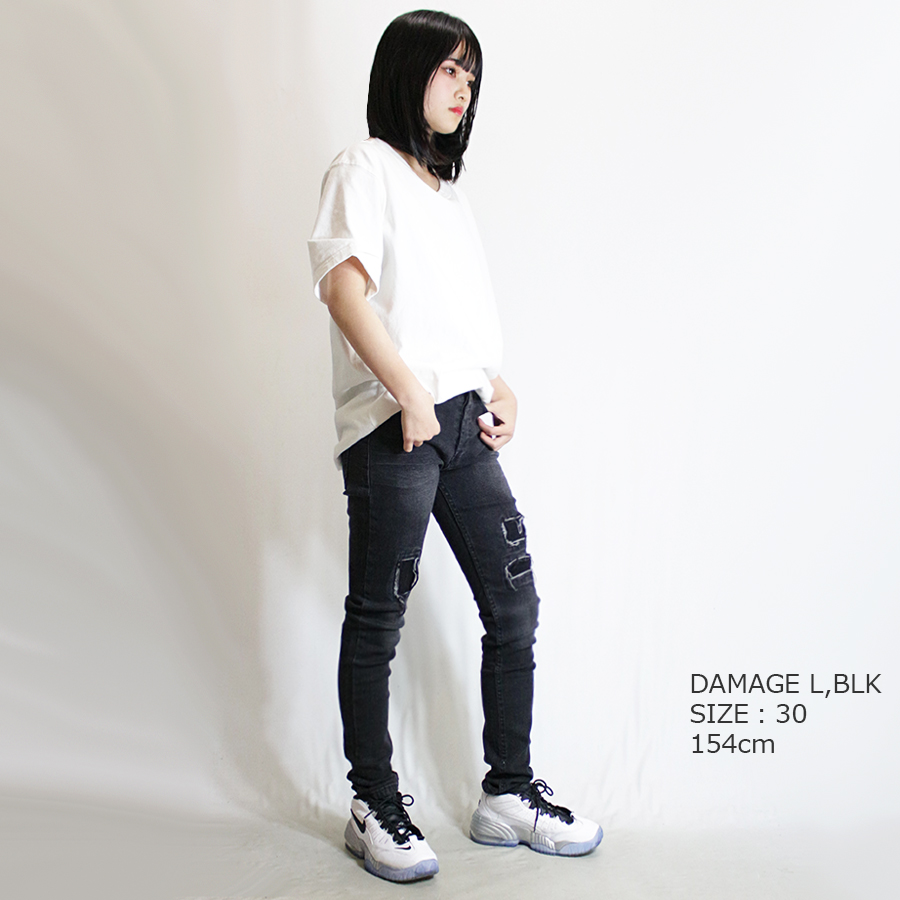 着用1回】WDS×HYS ダメージブラックデニムスキニーパンツ L