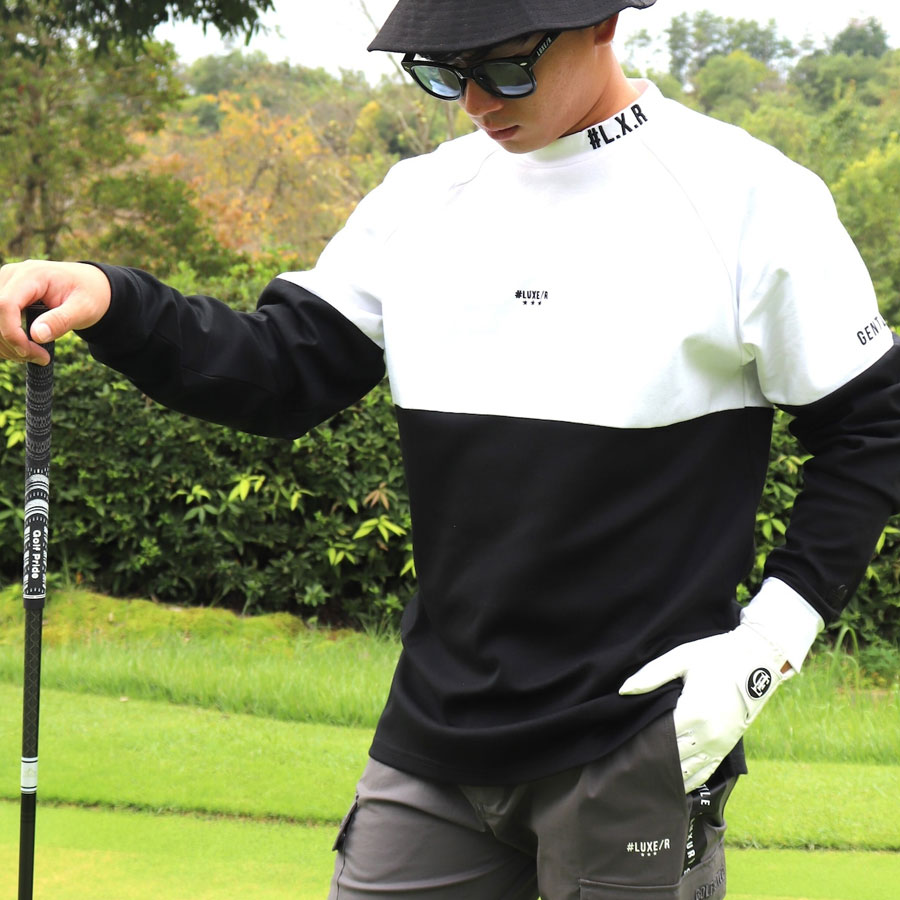 ストレッチスムース 切り替え モックネック メンズ GOLF ゴルフウェア