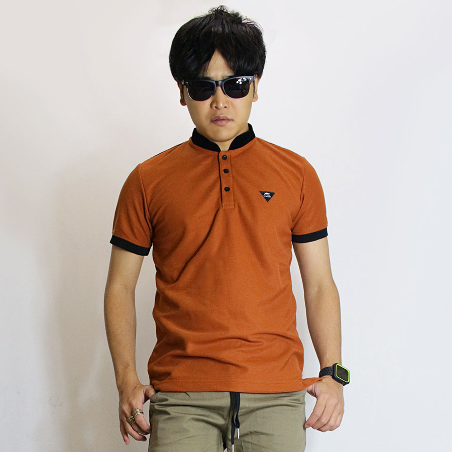 ポロシャツ メンズ カラーレス 鹿の子 吸汗速乾 ドライ スタンドカラー  