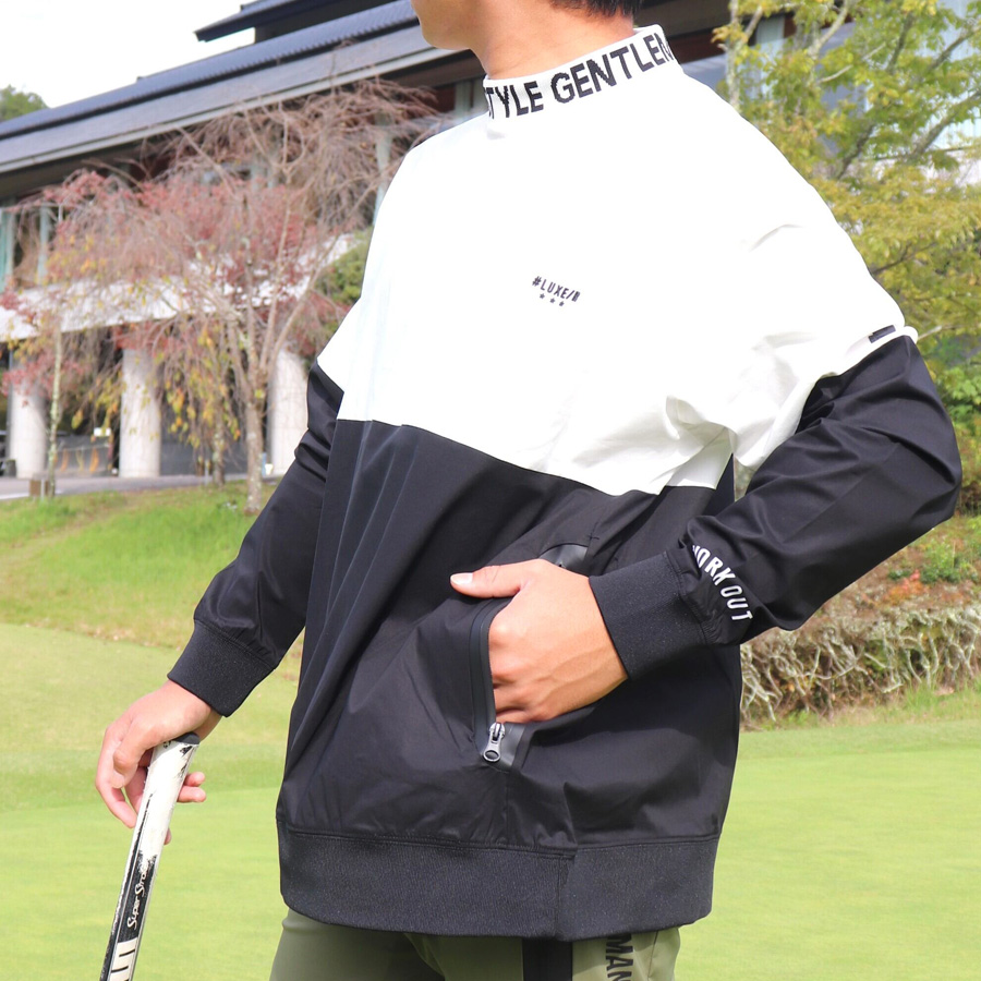 送料無料】撥水 ストレッチ モックネック 切り替え プルオーバー