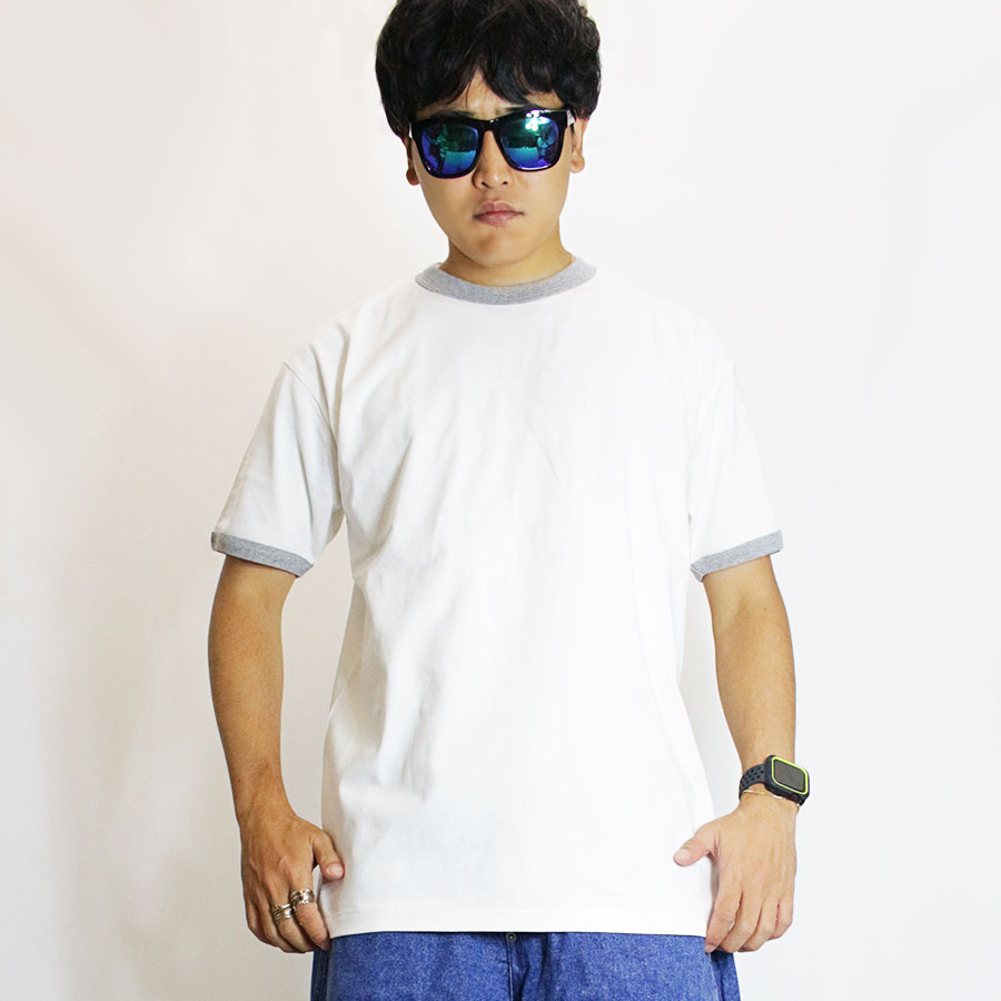 ヘビーウェイト リンガー Tシャツ メンズ クルーネック リンガーT