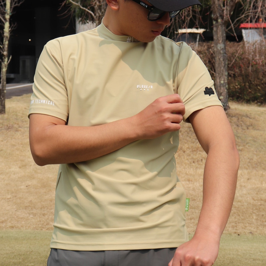 吸水速乾 ストレッチ モックネック Tシャツ メンズ 接触冷感 半袖