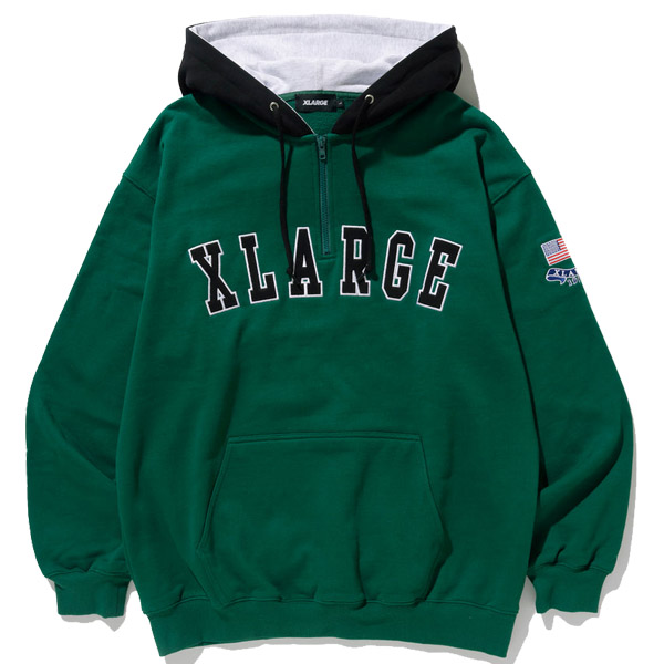 エクストララージ X-LARGE CONTRAST COLOR HALF ZIP HOODED SWEAT ハーフジップ パーカー スウェット メンズ  [AA]