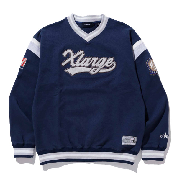 エクストララージ XLARGE BASEBALL LOGO EMBROIDERED V NECK SWEATSHIRT   スウェット トレーナー メンズ [AA]｜neo｜03