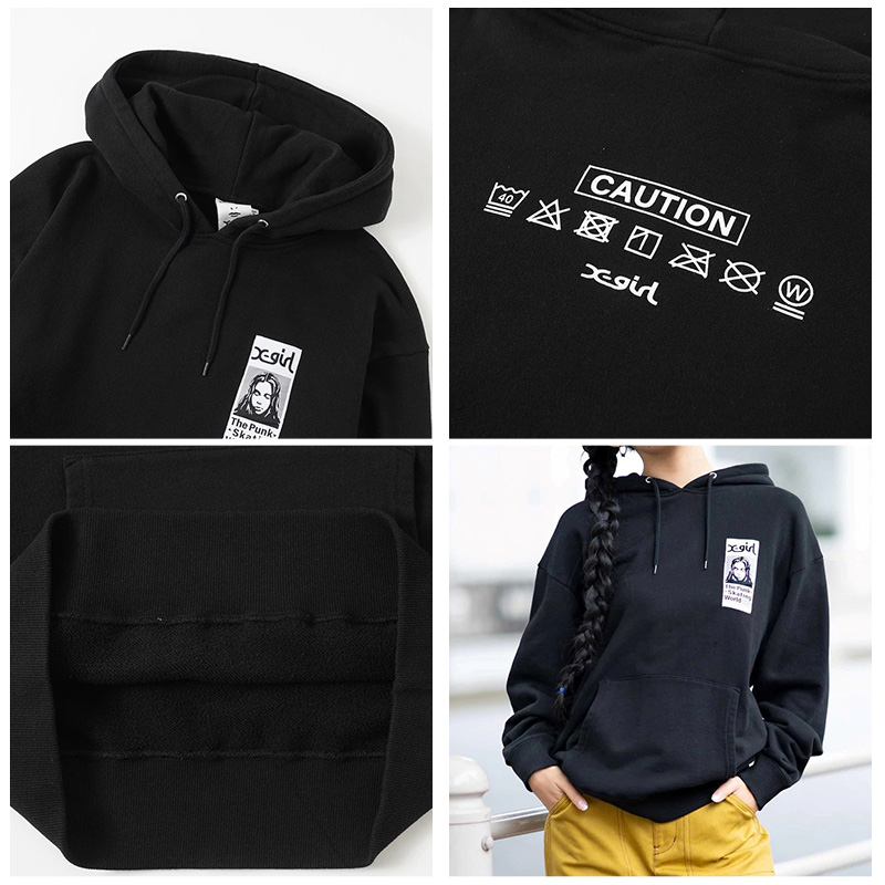 エックスガール X-girl FACE PATCH SWEAT HOODIE プルオーバーパーカー