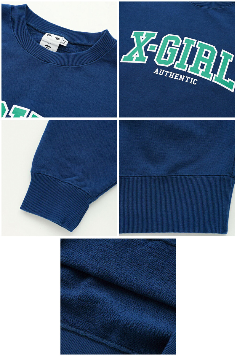 エックスガール / 「FACE」ロゴ クルーネック スウェット セール】CIRCLE BACKGROUND FACE LOGO BIG SWEAT TOP