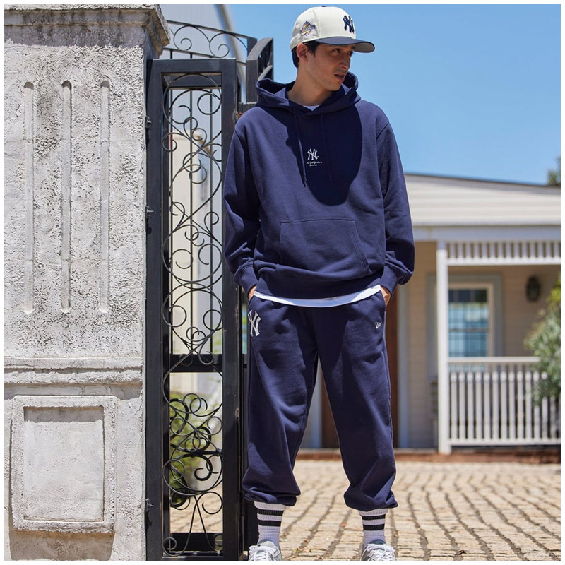 ニューエラ NEW ERA 裏毛 スウェット プルオーバーフーディー MLB Apparel ニューヨーク・ヤンキース ネイビー ユニセックス メンズ レディース NEW ERA ニューエラ 裏毛 スウェット プルオーバーフーディー