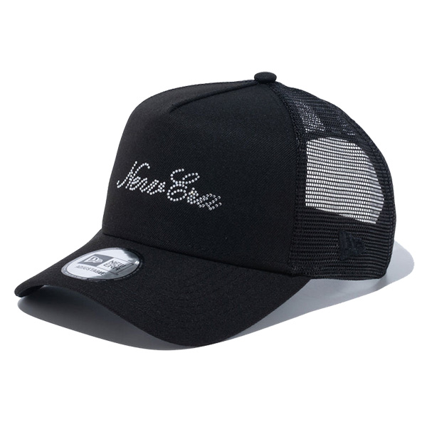 ニュー エラ NEW ERA 9FORTY A-Frame トラッカー Rhinestone NEW ERA Script Logo ブラック メッシュ キャップ 帽子｜neo｜02