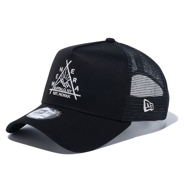 Mロゴ刺繍トラッカーハット 黒 NEW ERA ニュー エラ 9FORTY A-Frame トラッカー Graffiti