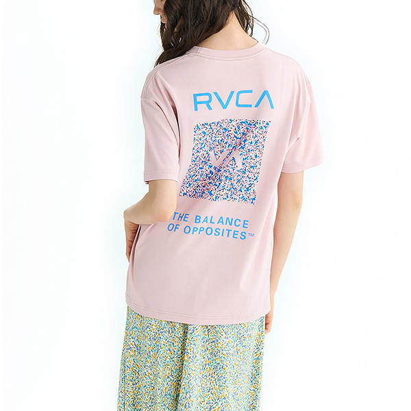 tシャツ RVCA レディース FLOWER WAVE BOX LOGO LOOSE FIT ST Tシャツ 「2025年夏モデル」/ルーカ半袖バック RVCA レディース FLOWER WAVE BOX LOGO LOOSE FIT ST Tシャツ