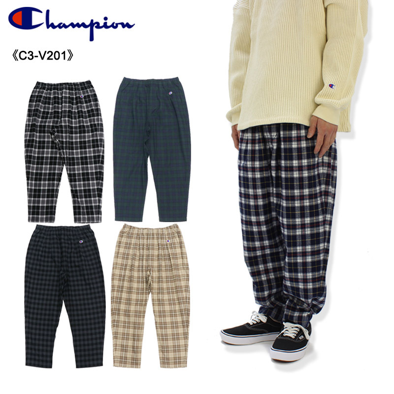 Champion チェック柄パンツ ネイビー/グリーン Champion チェック柄パンツ Lサイズ ネイビー/グリーン