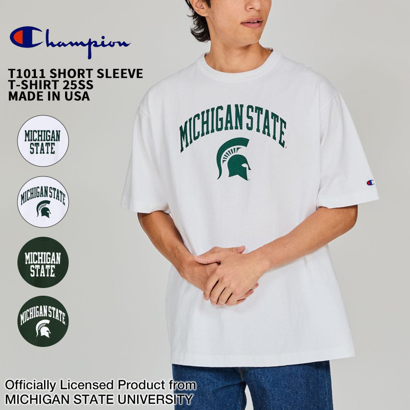 CHAMPION T1011 S/S T-SHIRT MSU 【MADE IN USA】 チャンピオン ティーテンイレブン ショートスリーブ Tシャツ ミシガン州立大学 メンズ レディース C5-B309 Champion チャンピオン T1011 半袖Tシャツ メンズ ティーテン