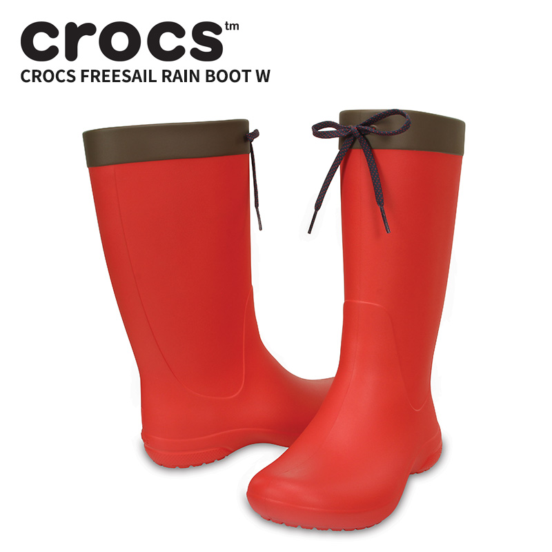 クロックス rainfloe boot W 24cm/ W8☆ タグ付 新品 crocs クロックス CROCS フリーセイル レイン ブーツ ウィメン