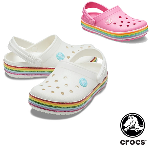 Kids crocband 2024 rainbow glitter