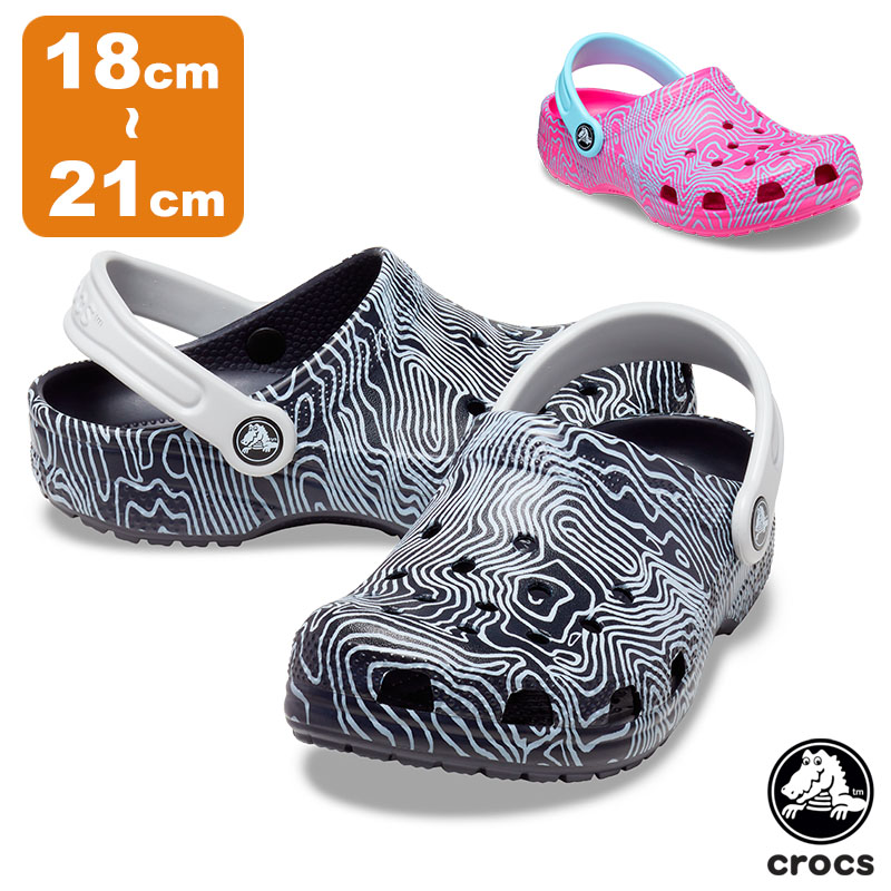 Crocs グラフィックプリントスリッポンクロッグ crocs クロックス CROCS クラシック トポグラフィック クロッグ