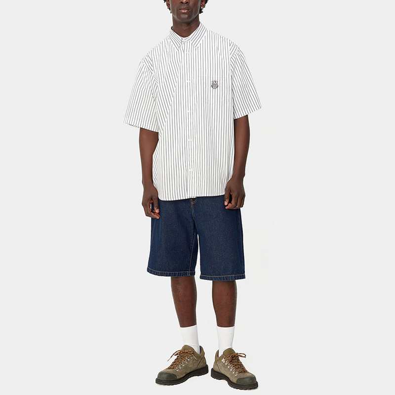 大人気★CARHARTT★S/S LINUS SHIRT シャツ2色/追跡O Carhartt WIP - S/S Linus Shirt (Linus Stripe / Black / White