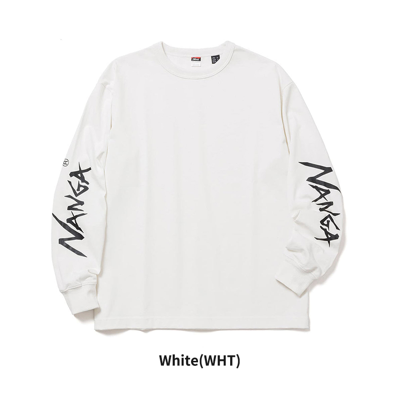 新品　25年春夏 NANGAナンガ　袖ロゴプリント　ロンＴ　白　XＬ NANGA ナンガ メンズ 長袖Tシャツ ロンT レディース エコ