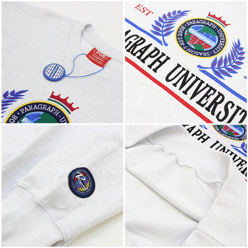 パラグラフ paragraph LAUREL EMBROIDERY SWEAT NO.004/NO.4 カレッジ