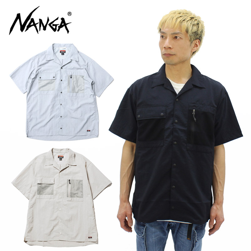 マ*ト様 Wind and sea nanga ナイロン半袖シャツ　ナンガ　ウィ ウィンダンシー x ナンガ H/S オープン カラー シャツ 