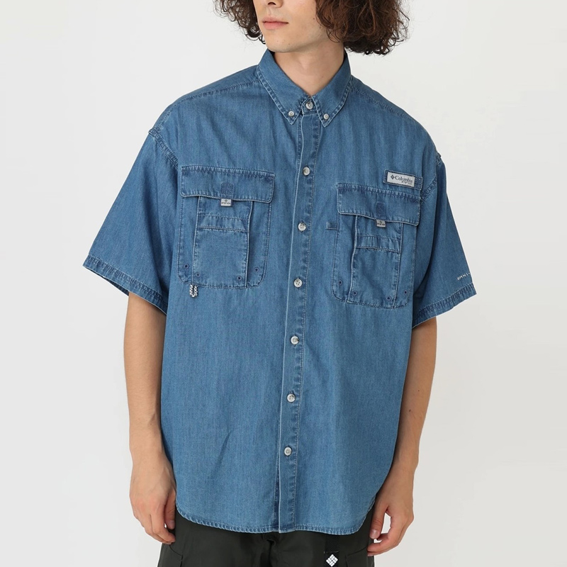 古着 コロンビア Columbia PFG SUPER BAHAMA チェック柄 ボタン