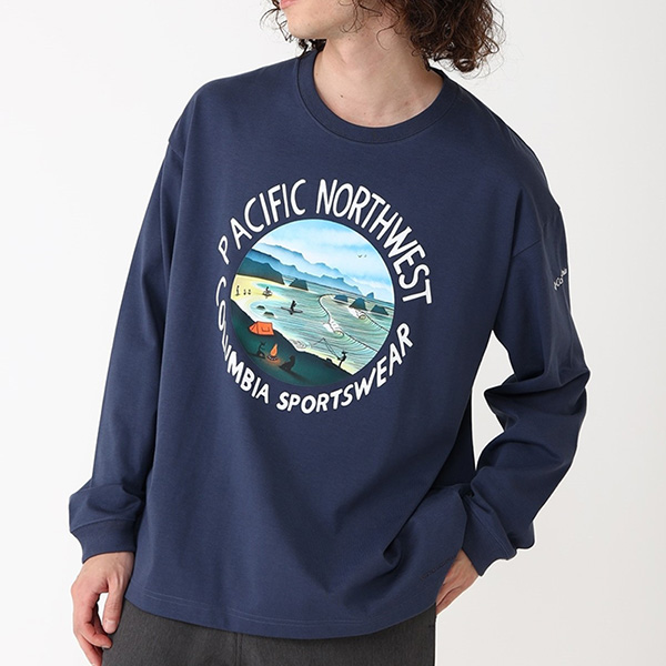 コロンビア Columbia レイクトゥアベニューグラフィックロングスリーブTシャツ [PM0529-466 FW25] Lake to Avenue Graphic LS Tee メンズ トップス カットソー 長袖 速乾 アウトドア Nocturnal/PNW 【メール便可】 正規取扱店 Columbia（コロンビア） 長袖Tシャツ ロンT Columbia レイクトゥ