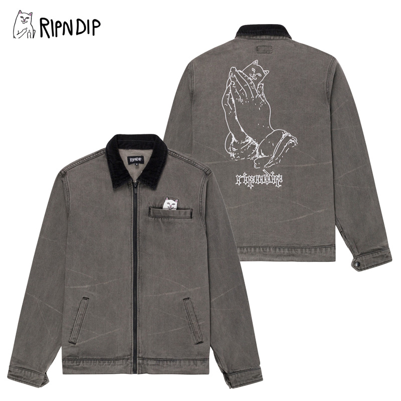 リップンディップ RIPNDIP Los Feliz Denim Work Jacket /Charcoal Stone Wash デニム ジャケット  アウター 男性 メンズ [AA]