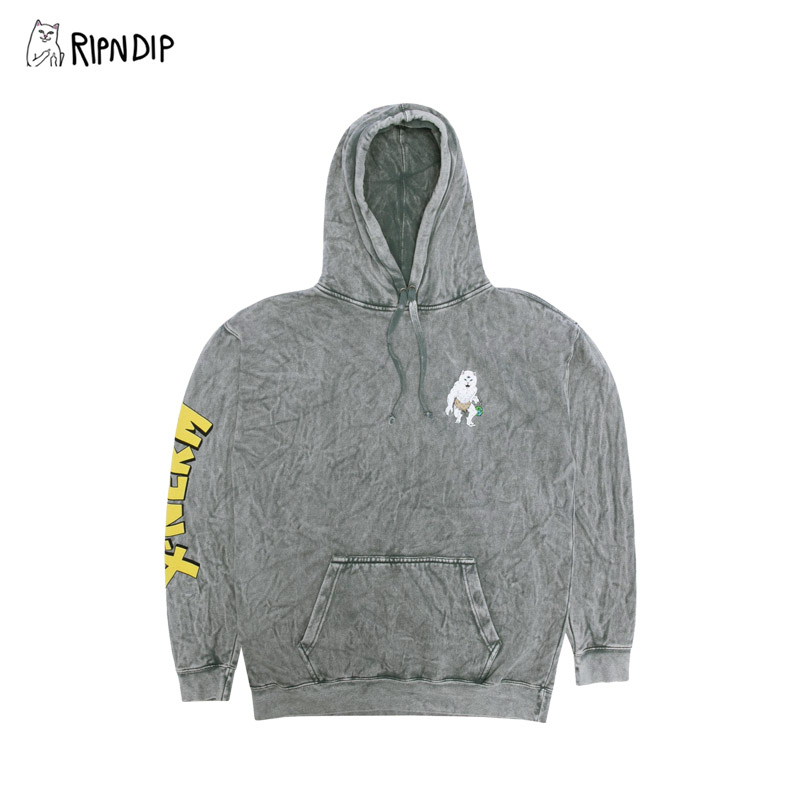 リップンディップ RIPNDIP X Nerm Hoodie Charcoal Mineral Wash