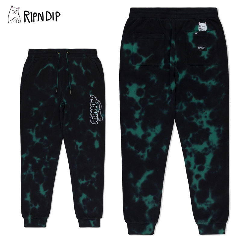リップンディップ（RIPNDIP Ripntail Sweatpants Green/Black Tie Dye