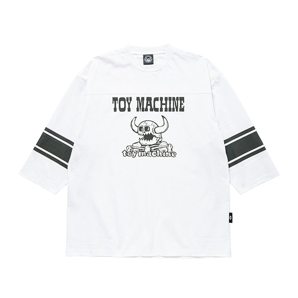 トイマシーン メンズ プリント 7分袖Tシャツ TOY MACHINE デス モンスター フットボールTシャツ 7分袖 トップス tmpflt21 | TOY MACHINE | 01