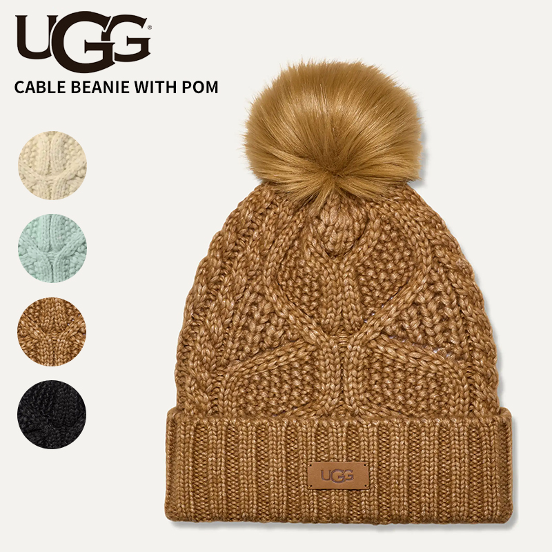 新品　アグ　UGG　ケーブルビーニーウィズポム　ニット帽　今季カラー　クリーム 楽天市場】UGG アグ ニット帽 Cable Beanie with Pom ケーブル
