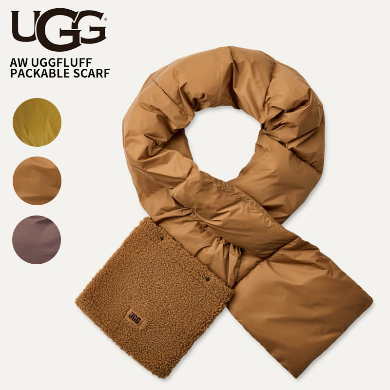 新品 未使用 UGG ブラウン マフラー シープスキン UGG（アグ） レディース 中綿マフラー UGG AW UGGフラッフ パッカブル