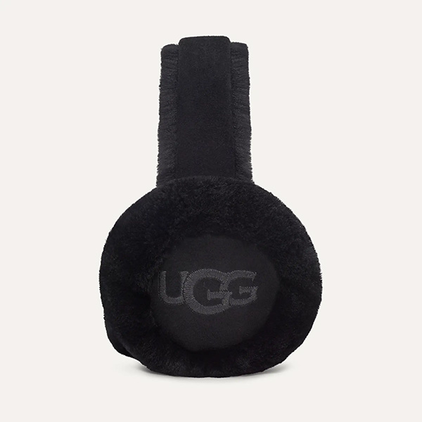 【UGG】ロゴ刺繍＊イヤーマフ＊ブラック＊新品未使用 UGG・正規品】ふわもこ ☆刺繍ロゴ イヤーマフ 黒 耳あて 人気 新品