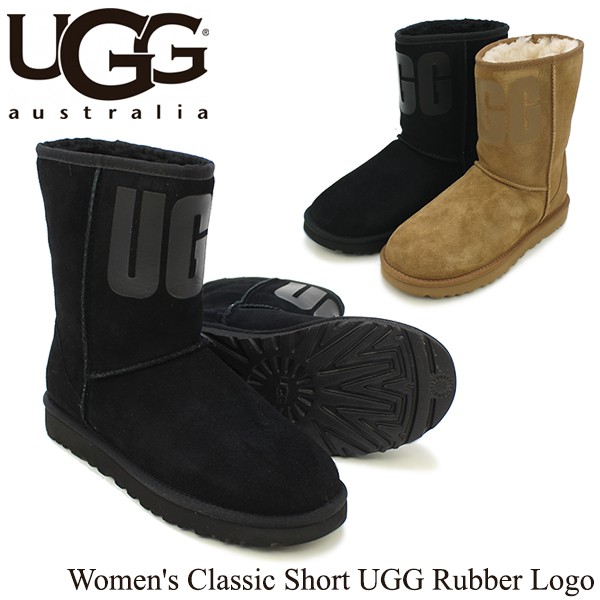 アグ UGG ウィメンズ クラシック ショート アグ ラバー　ロゴ Women's Classic Short UGG Rubber Logo  ムートンブーツ[CC] :ugg-w1108230:Neo Globe Yahoo!店 - 通販 - Yahoo!ショッピング