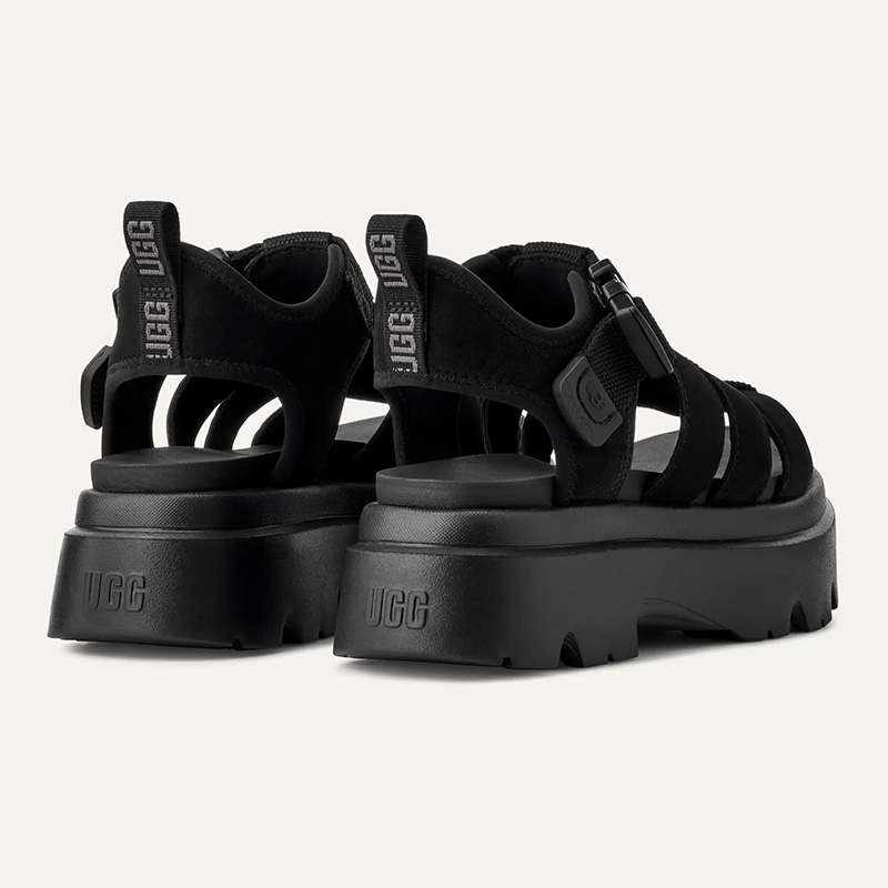 【新品未使用】UGGブラック スエード 厚底サンダル 新品 UGG アグ ユニセックス厚底サンダル ブラック 男女兼用