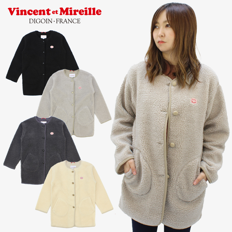 ヴァンソン エ ミレイユ Vincent et Mireille Boa Middle Length Jacket/No Collar ボア  ノーカラー ジャケット [AA] :vm212mb25082:Neo Globe Yahoo!店 - 通販 - Yahoo!ショッピング