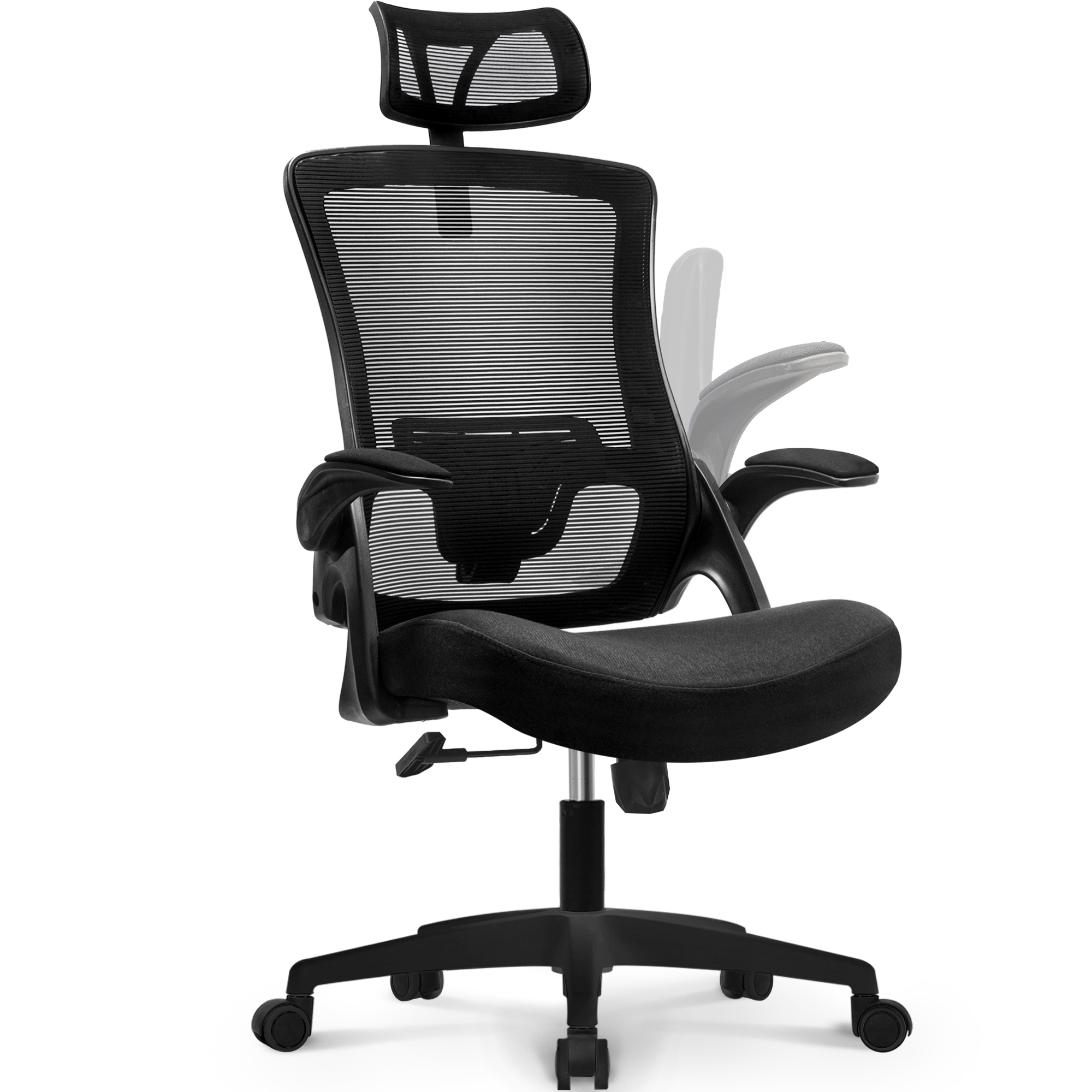 オフィスチェア ヘッドレスト付 跳ね上げ式 メッシュチェア デスクチェア 学習 勉強椅子 在宅椅子 テレワーク 腰痛防止 ランバーサポート ロッキング 4色 DBS-H｜neochair｜02