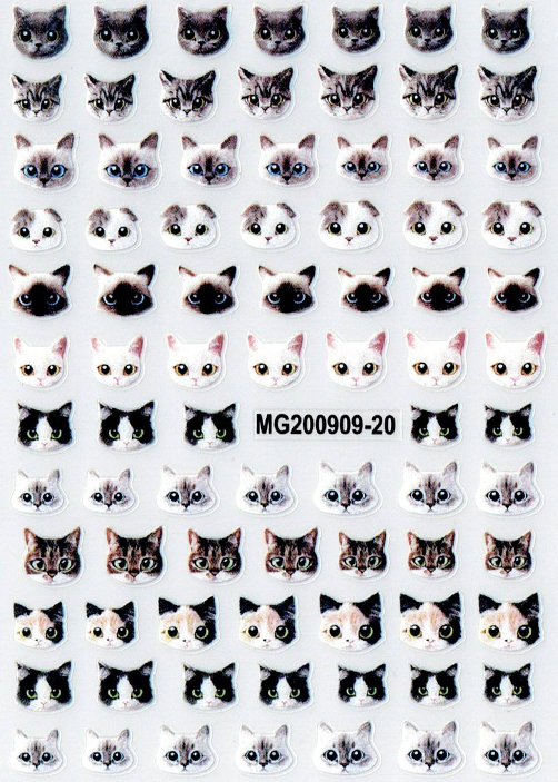 ネイルシール　猫　顔　正面　キャット　【MG200909-20】　可愛い　アニマル　ねこ｜neocolle｜02