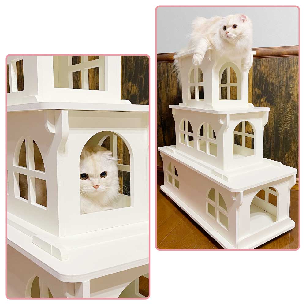 キャットホワイトキャッスル 3階建て】猫家具 水洗いできる猫のお城 お城型キャットアスレチック キャットファニチャーシリーズ ビス不要 簡単組立  室内用 : catfurniture03 : NEOファンタジア - 通販 - Yahoo!ショッピング