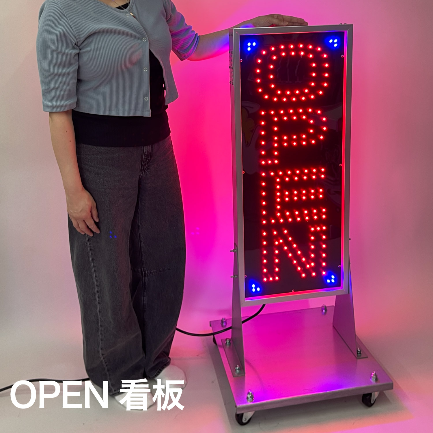 国産・防水・屋外使用OK！【営業中看板 OPEN看板 両面縦型スタンド