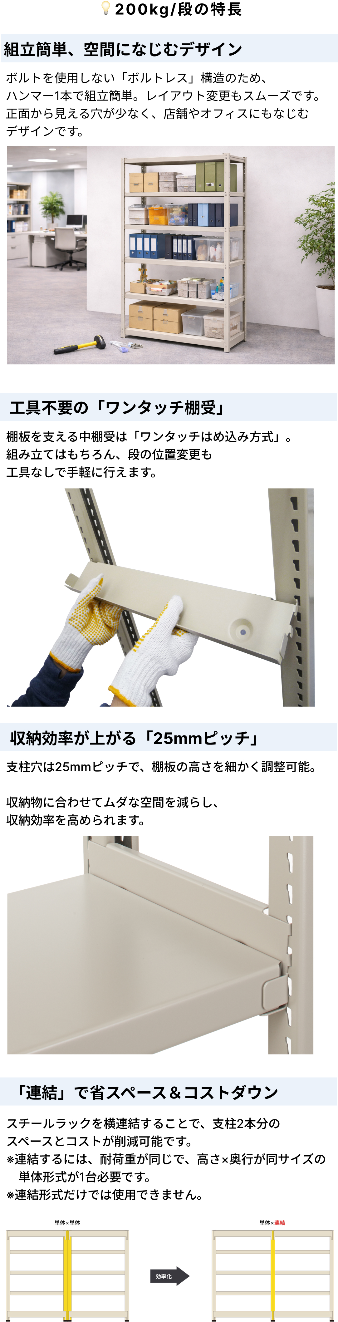 スチールラック 業務用 高さ240 幅180 奥行30cm 7段 200kg/段