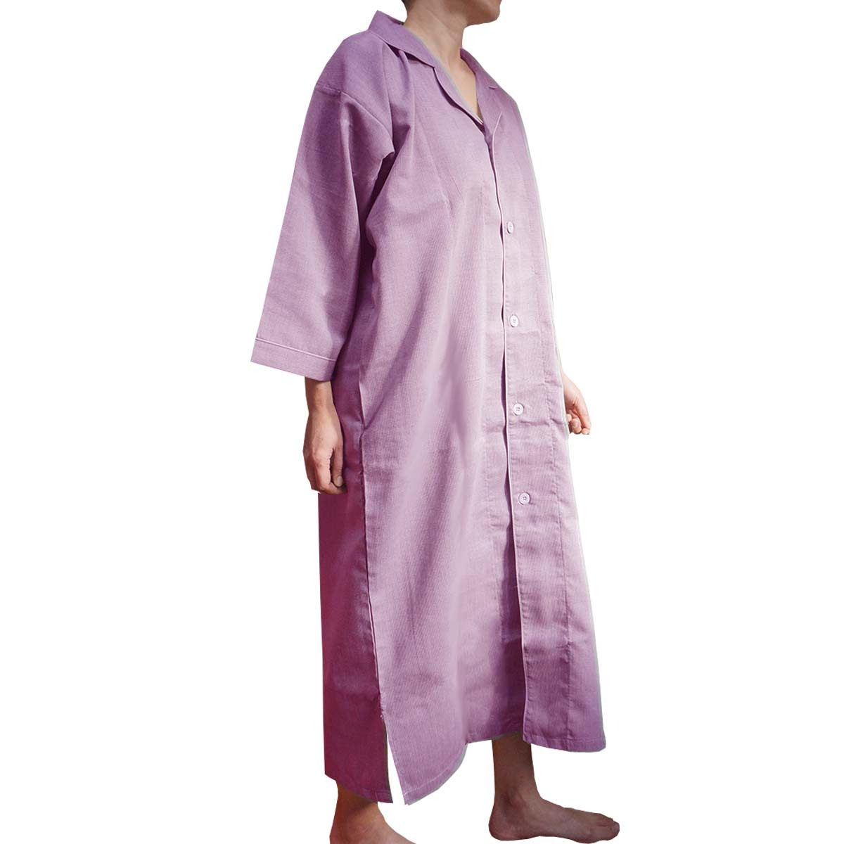 ガウン業務用 ポリ65% 綿35% 大人用フリー ミニワッフル前ボタン開き