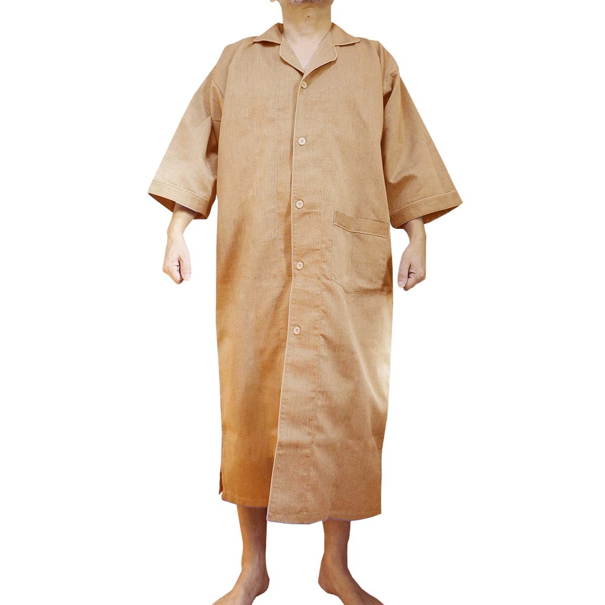 ガウン業務用 ポリ65% 綿35% 大人用フリー ミニワッフル前ボタン開き