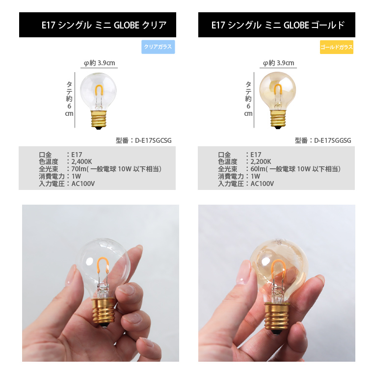 LED電球 E26 E17口金 新デザイン追加 電球色 調光器対応 エジソン電球 エジソンバルブ シングル 1本線 眩しくない 全方向 ミニ ボール型 レトロ おしゃれ 常夜灯 | EdisonBulb | 08