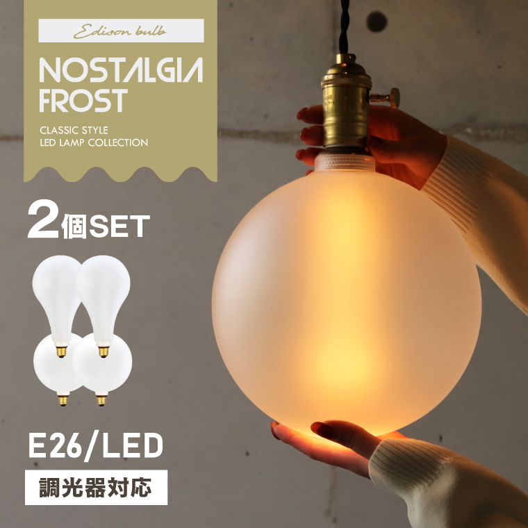 ノスタルジアBIGノーマルフロスト BIGグローブフロスト LED電球 2個セット 調光器対応 エジソンバルブ エジソン電球 大きい ボール球 ビッグ  眩しくない 電球色 :edisonngbigfr2:ネストビューティ 通販 