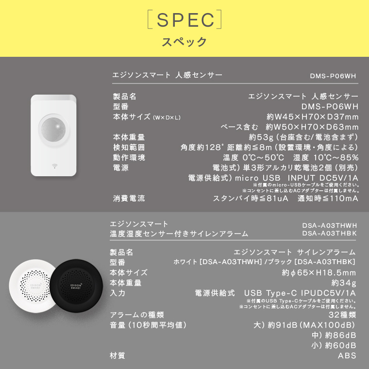 Edison Smart（エジソンスマート） 防犯アラーム 人感センサー＋