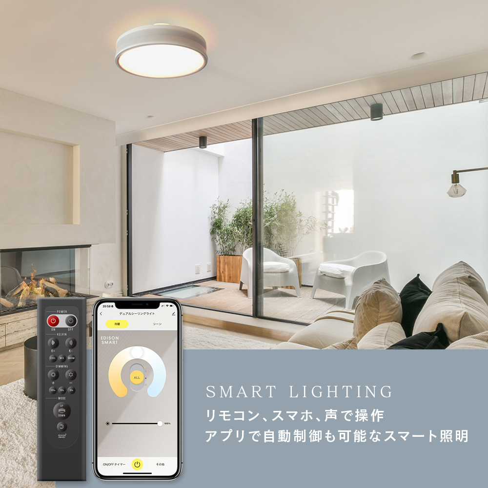 Edison Smart（エジソンスマート） LED デュアルシーリングライト 12畳
